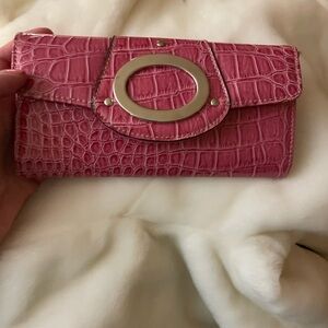 NWT Minicci Pink Crocodile-Embossed style Women's Clutch / wallet